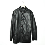 Vintage Bison real leather jacket windbreaker coat in black