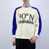 Vintage Napapijri sweatshirt jumper sweater pullover hoodie in white and blue