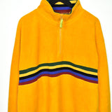 Vintage fuzzy fleece track longsleeve tee pullover sweatshirt jumper in orange