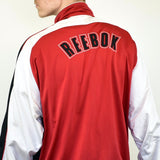 Vintage Reebok tracksuit track jacket fleece windbreaker in red, white and black