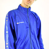 Vintage Champion tracksuit track jacket fleece windbreaker in navy blue