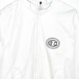 Vintage Champion windbreaker zip up tracksuit track jacket trackie sweater jumper sweatshirt pullover long sleeve in white