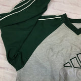 Vintage Adidas reversible v-neck sweatshirt jumper sweater pullover hoodie in gray and green
