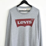 Vintage Levi's crewneck jumper pullover sweatshirt fleece track jacket hoodie in grey and red