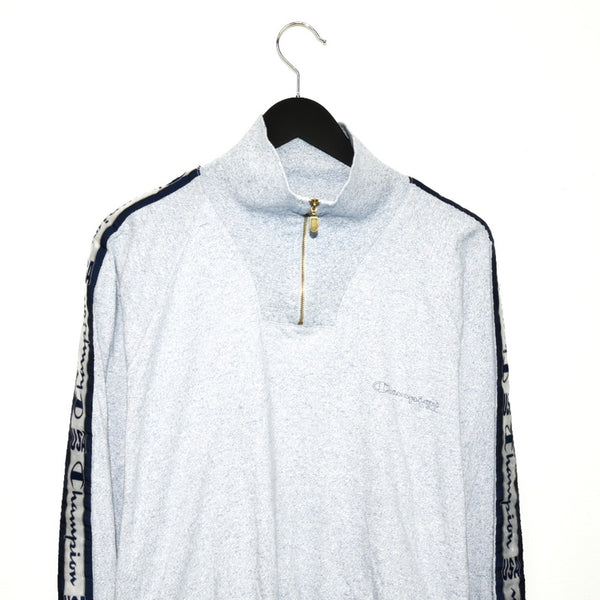 Vintage Champion quarter zipneck sweatshirt jumper sweater pullover hoodie in blueish grey