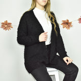 Cute fuzzy Benetton cardigan sweater jumper pullover in black