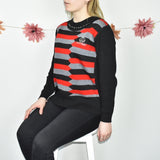 Vintage Divinisi jumper sweater top pullover in black red and grey