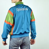 Vintage Reebok tracksuit track jacket fleece windbreaker in cyan, green and orange