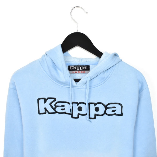 Vintage Kappa hoodie pullover sweatshirt windbreaker fleece track jacket in baby blue
