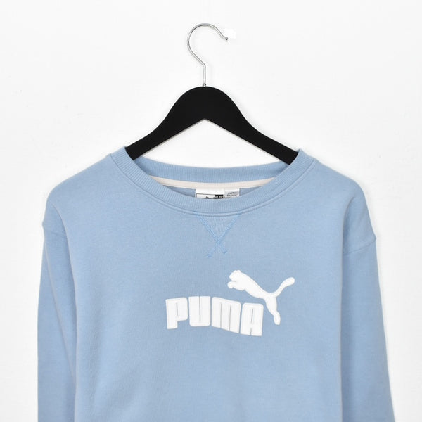 Vintage Puma sweatshirt longsleeve tee pullover jumper in baby/light blue
