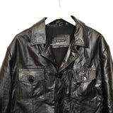 Vintage Aviatrix leather jacket windbreaker fleece track jacket bomber jacket in black