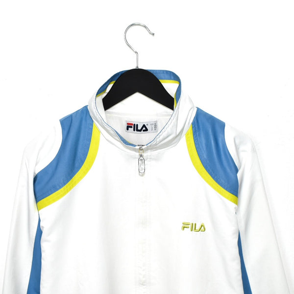 Vintage Fila windbreaker fleece track jacket bomber jacket in white, blue and yellow