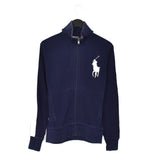Vintage Ralph Lauren zip up hoodie pullover sweatshirt windbreaker fleece track jacket in blue and white