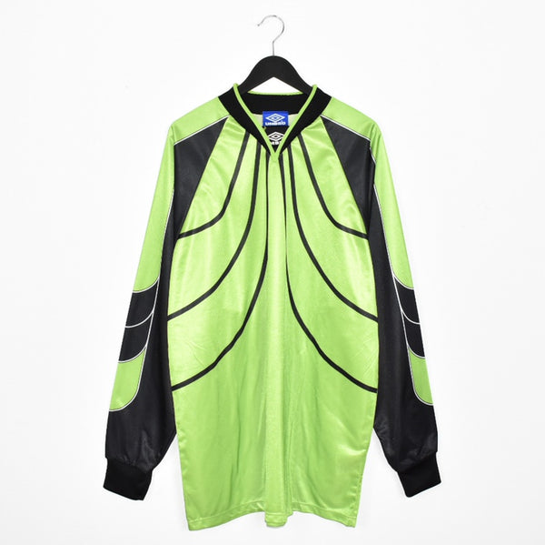 Vintage Umbro long sleeve shirt tee blouse jumper sweatshirt top in neon green and black