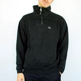 Vintage Champion half zip fleece sweatshirt hoodie jumper sweater pullover in black
