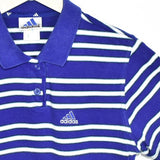 Vintage Adidas polo shirt t-shirt pullover in white and blue