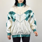 Vintage tracksuit track jacket fleece windbreaker in white and mint green