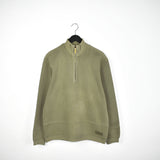 Vintage Champion half zip up sweater jumper pullover fleece track jacket hoodie in dark green