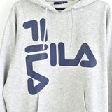 Vintage Fila hoodie pullover sweatshirt windbreaker trackie fleece track jacket jumper in grey