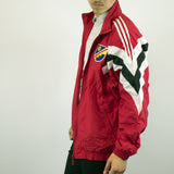 Vintage Adidas tracksuit track jacket fleece windbreaker in red, white and black
