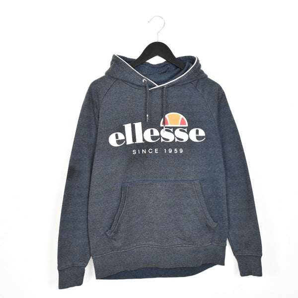 Vintage Ellesse hoodie longsleeve tee pullover sweatshirt in grey