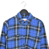 Vintage Wolferland formal button down shirt t-shirt tee top blouse in blue and black