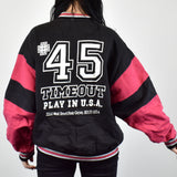 Vintage Wilson bomber jacket fleece windbreaker in black and red