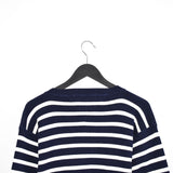 Vintage Tommy Hilfiger longsleeve tee pullover sweatshirt jumper fleece in white and dark blue stripes.
