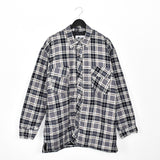 Vintage Old Mill padded thick button down formal shirt long sleeve blouse windbreaker jacket in grey and black