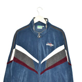 Vintage Diadora velvet tracksuit trackie jacket zip up sweater in dark blue