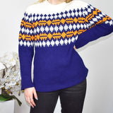 Vintage colourful knitted sweatshirt jumper sweater top pullover in white orange and blue