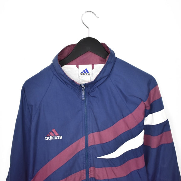 Vintage Adidas zip up track jacket windbreaker sweatshirt longsleeve tee pullover jumper in dark blue white and red