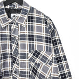 Vintage Old Mill padded thick button down formal shirt long sleeve blouse windbreaker jacket in grey and black