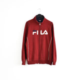 Vintage Fila zip up jacket jumper lonsgsleeve tee pullover sweatshirt fleece track jacket in burgundy and white
