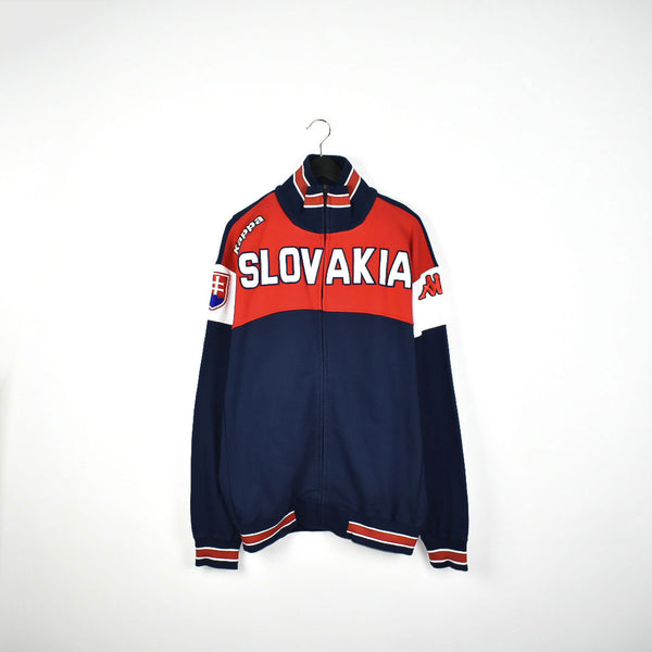 Vintage Kappa zip up jacket jumper pullover track jacket windbreaker hoodie in dark blue and red