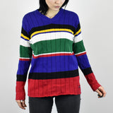 Vintage Tommy Hilfiger sweater pullover jumper in red, black, blue, white, yellow and green