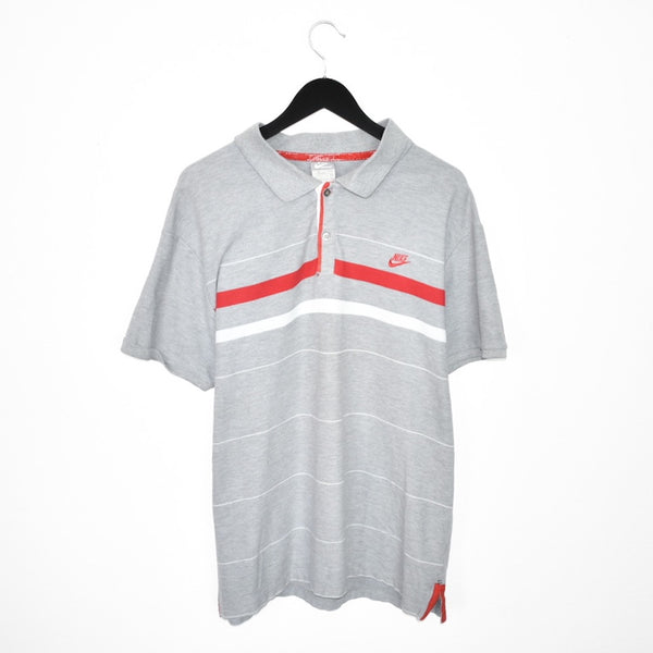 Vintage Nike polo shirt tee blouse top in grey red and white
