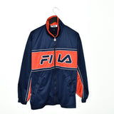 Vintage Fila track jacket windbreaker fleece longsleeve tee pullover sweatshirt jumper in blue and red