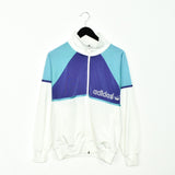 Vintage Adidas windbreaker fleece track jacket bomber jacket in purple white and light blue