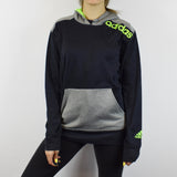 Adidas hoodie sweater jumper sweatshirt in grey dark navy and electric green