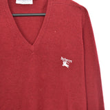 Vintage Burberry wool V neck sweater sweatshirt pullover jumper hoodie in burgundy/maroon