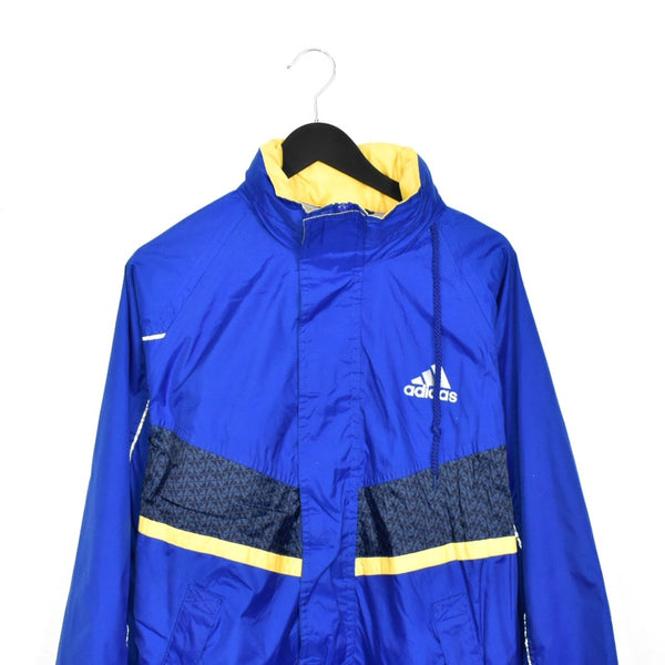 Vintage Adidas zip up windbreaker tracksuit track jacket trackie sweater jumper sweatshirt pullover long sleeve in blue and yellow