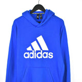 Vintage Adidas hoodie pullover sweatshirt windbreaker fleece track jacket in bright blue