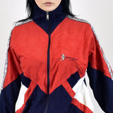 Vintage tracksuit track jacket fleece windbreaker in red, navy blue and white