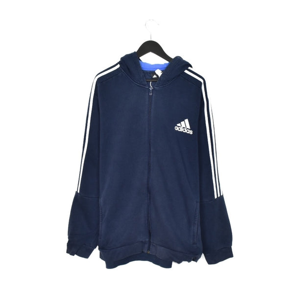 Vintage Adidas zip up hoodie pullover sweatshirt windbreaker fleece track jacket in blue