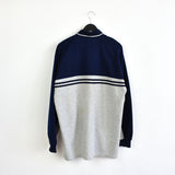 Vintage Nike pullover sweatshirt longsleeve polo shirt fleece sweater track jacket in navy blue and grey