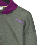 Vintage Sergio Tacchini Vancouver ice hockey polo quarter button up pullover sweatshirt windbreaker fleece track jacket in dark green and purple