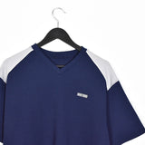 Vintage Hugo Boss V-neck t-shirt tee blouse top in blue and white