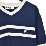 Vintage Fila V-neck t-shirt top blouse tee in blue and greg