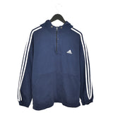 Vintage Adidas quarter zip up hoodie sweater jumper sweatshirt pullover long sleeve tracksuit trackie jacket in dark blue and white